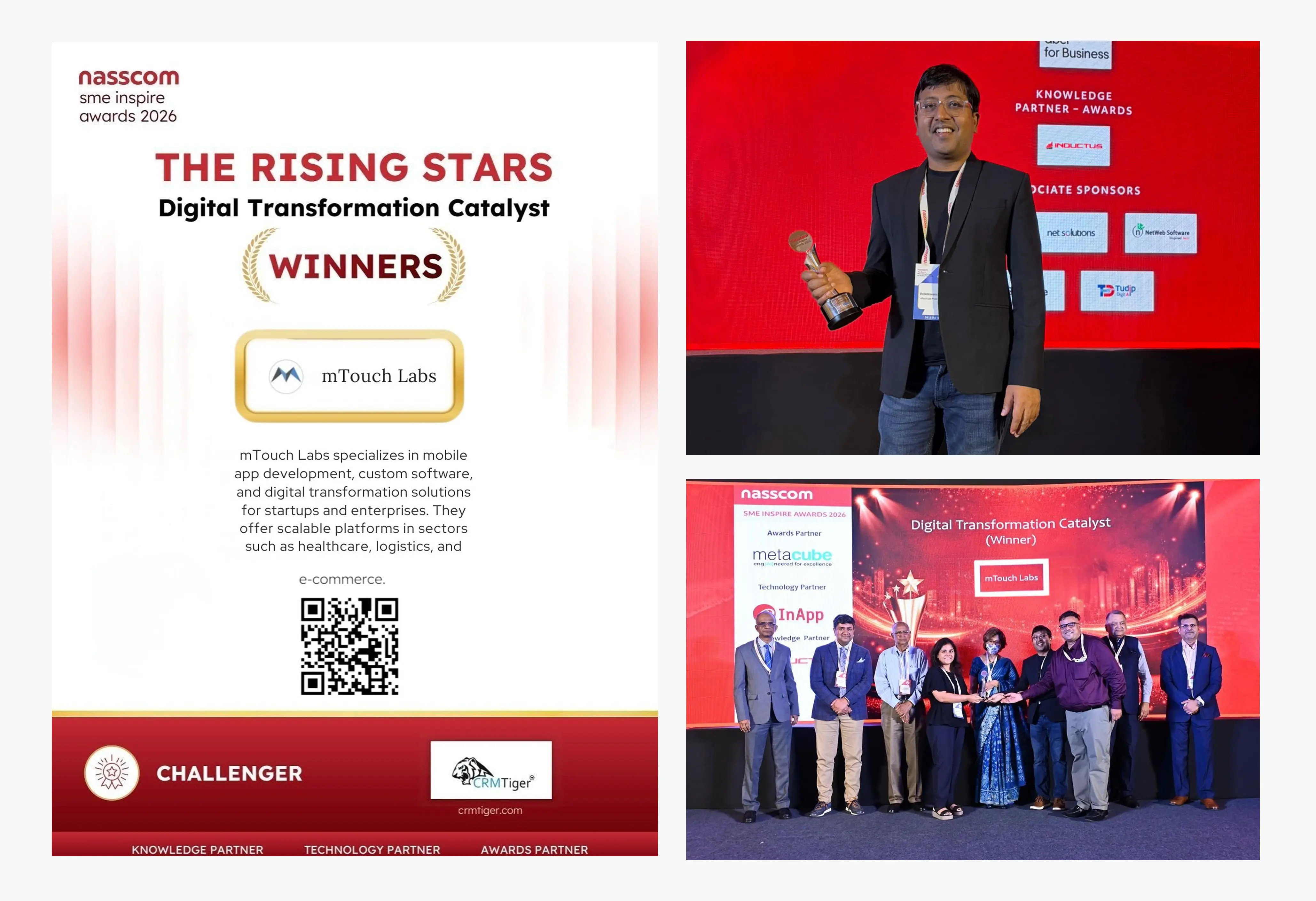 mTouch Labs receiving the Digital Transformation Catalyst award at the NASSCOM SME Inspire Awards 2026