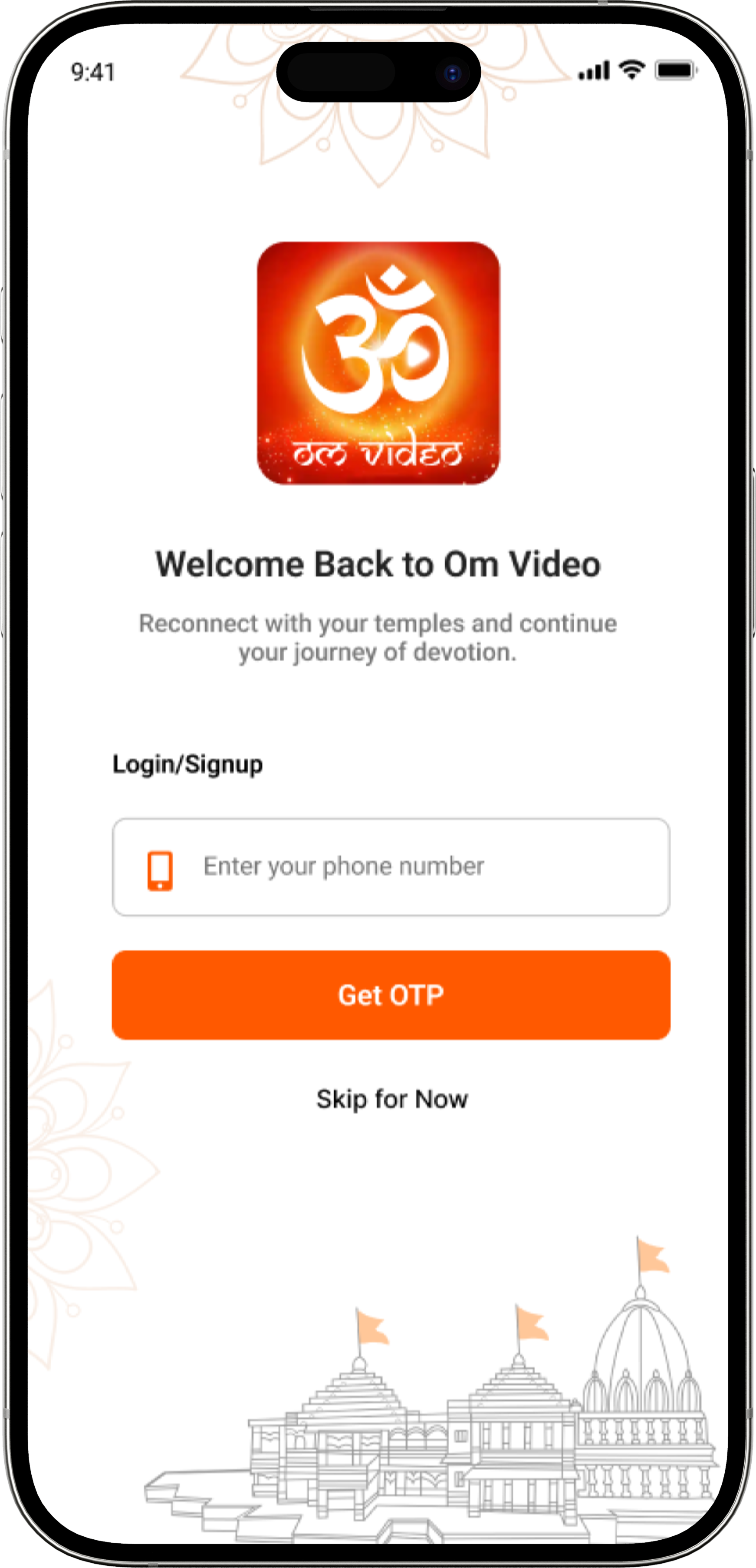Om Video Devotional Mobile App Development - Screen 1