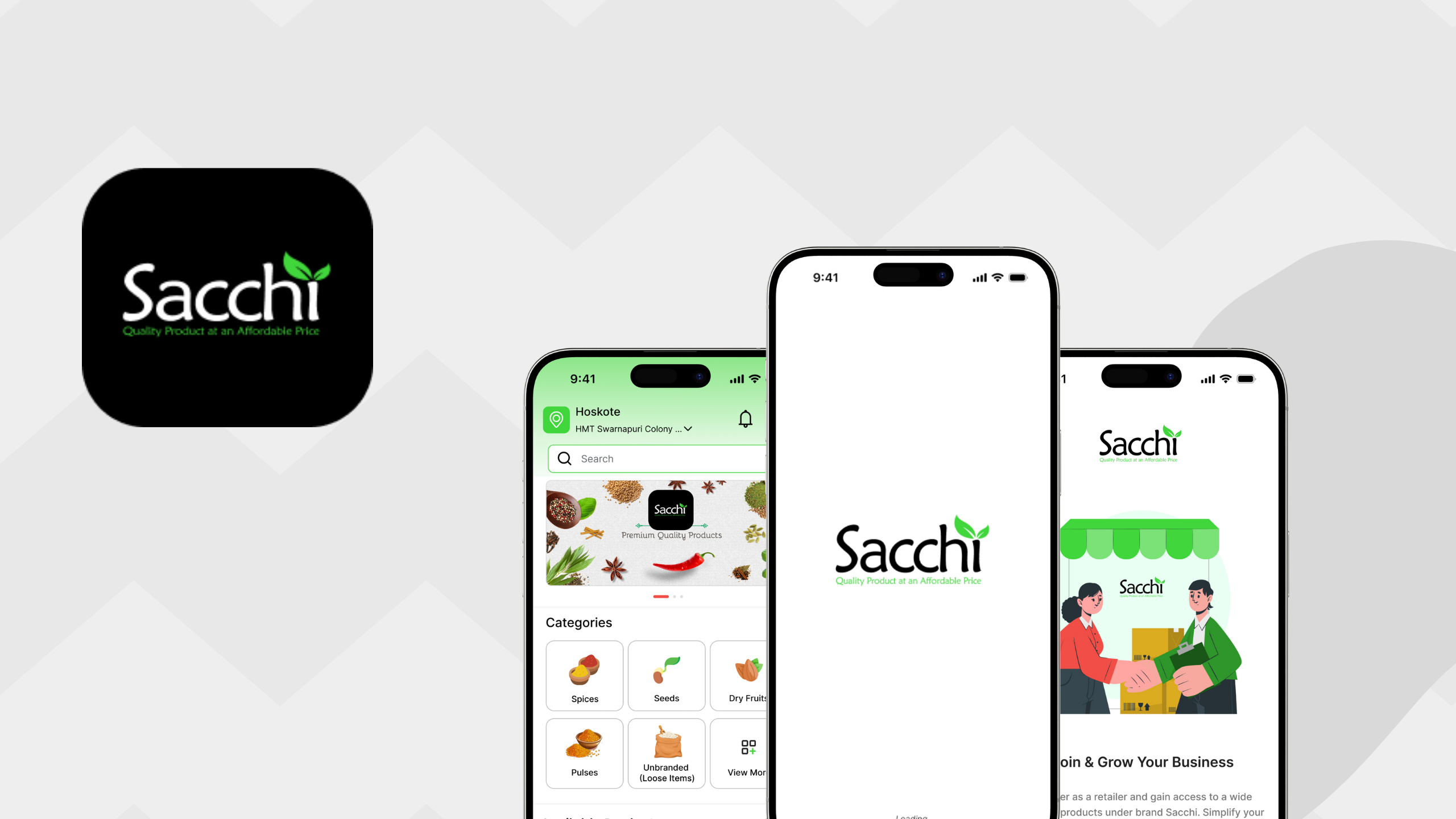 Saachi Retailer App Screens