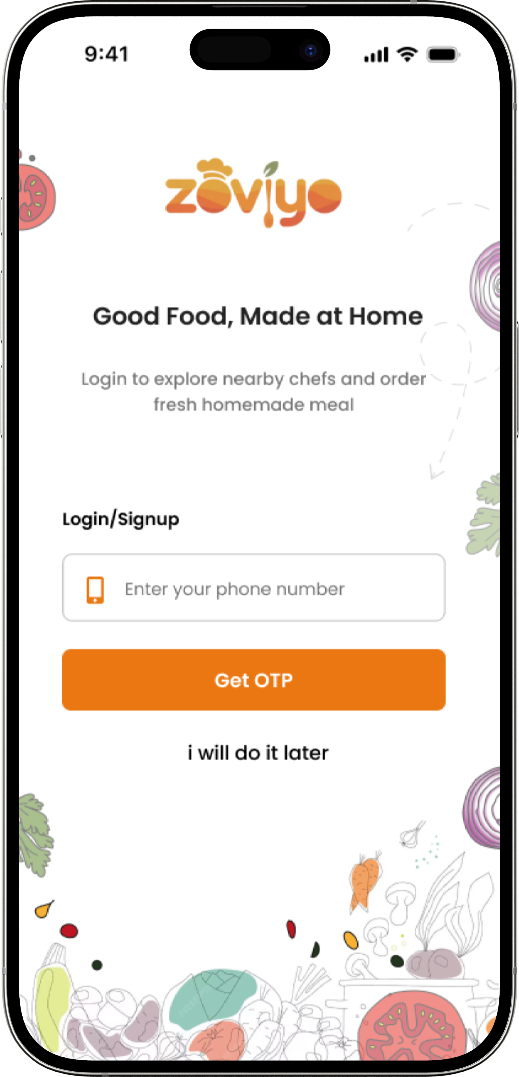 Zoviyo – Home Kitchen & Food Delivery App - Screen 1