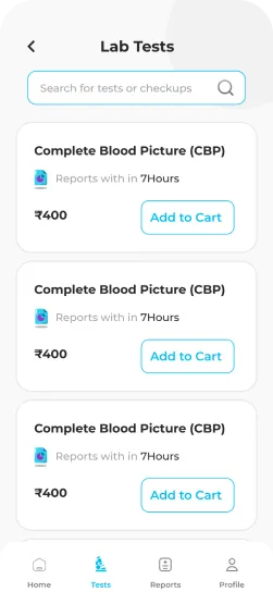 Diagnostic app screen 1