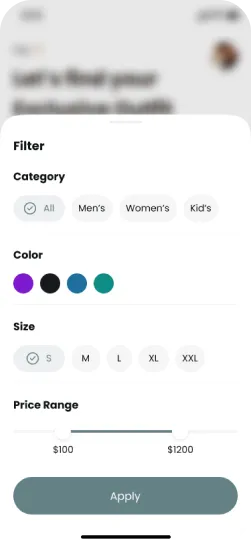 Online shopping app screen 1