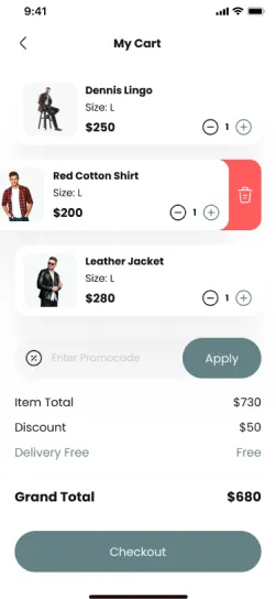 Online shopping app screen 2