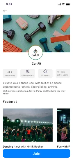 Social media app screen 1