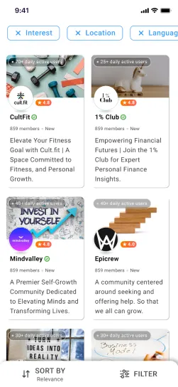 Social media app screen 2