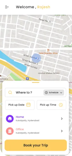 Taxi booking app screen 1