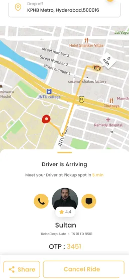 Taxi booking app screen 3